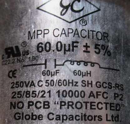 WW01F01786 Mabe GE Cafe Washer Capacitor WW01F01786 (Commercial Sample)