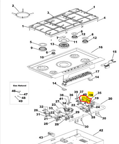 CKDF13177X GE mabe cubierta Valvula Gas 1400512 PIN0063BQ1023, Model PGP905DI